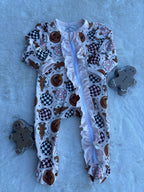 Christmas Girls Ruffle Zippies Sleeper-Pink Ginger Ball