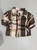 Plaid Pink and Tan Shacket - Baby Girl