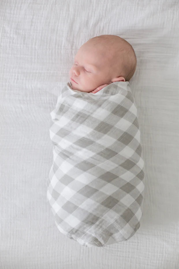 Grey Gingham Swaddle