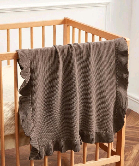 Knit Baby Blanket - Coffee