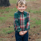 Red & Green Plaid Holiday Shirt- Boy's