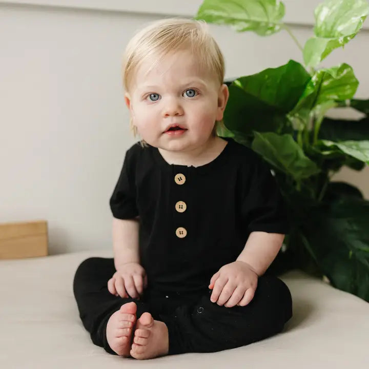 Bamboo Henley Romper - Baby Boy Clothes Outfit Daywear