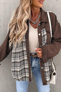 Plaid Splicing Open Button Jacket