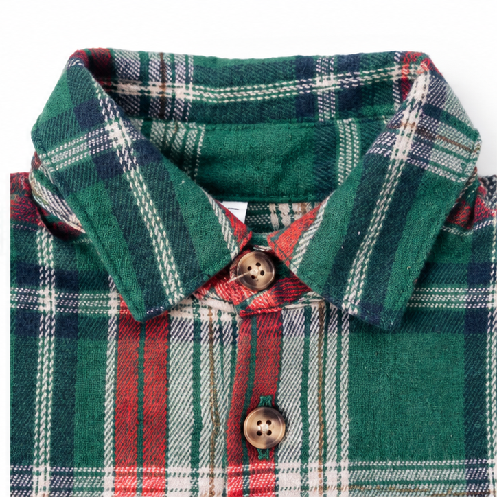 Red & Green Plaid Holiday Shirt- Boy's