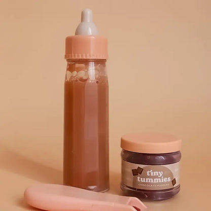 Tiny Tummies Puree and Milk Bottle Set For Doll - Chocolate