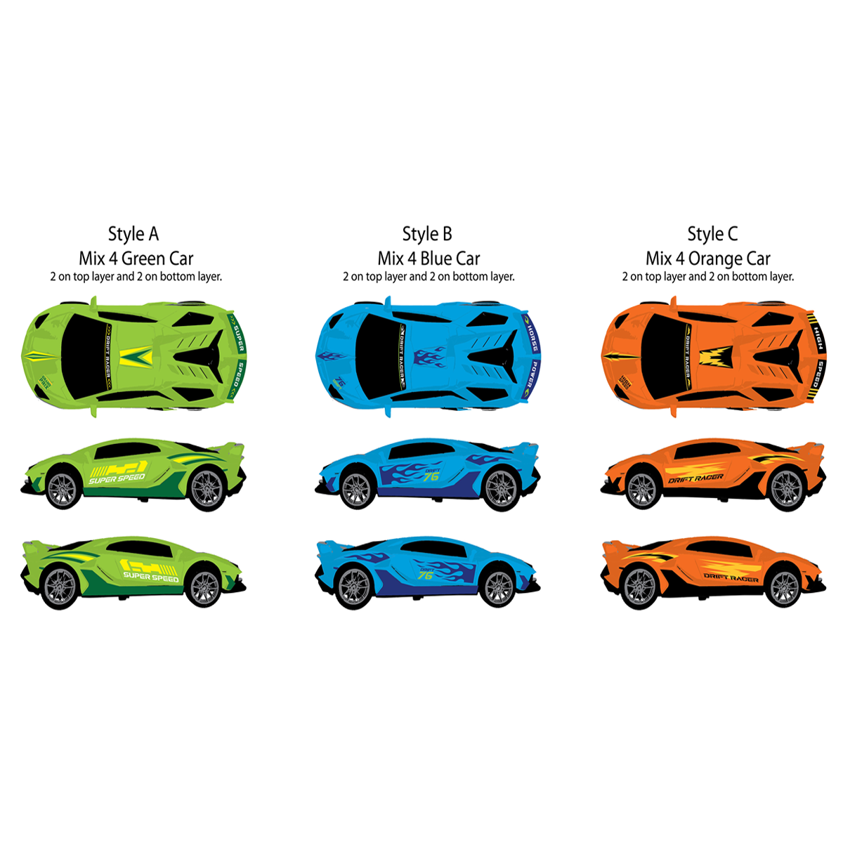 Sideways Drift Racers Friction Car Assortment