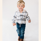 Cream & Navy Plaid Flannel - Toddler