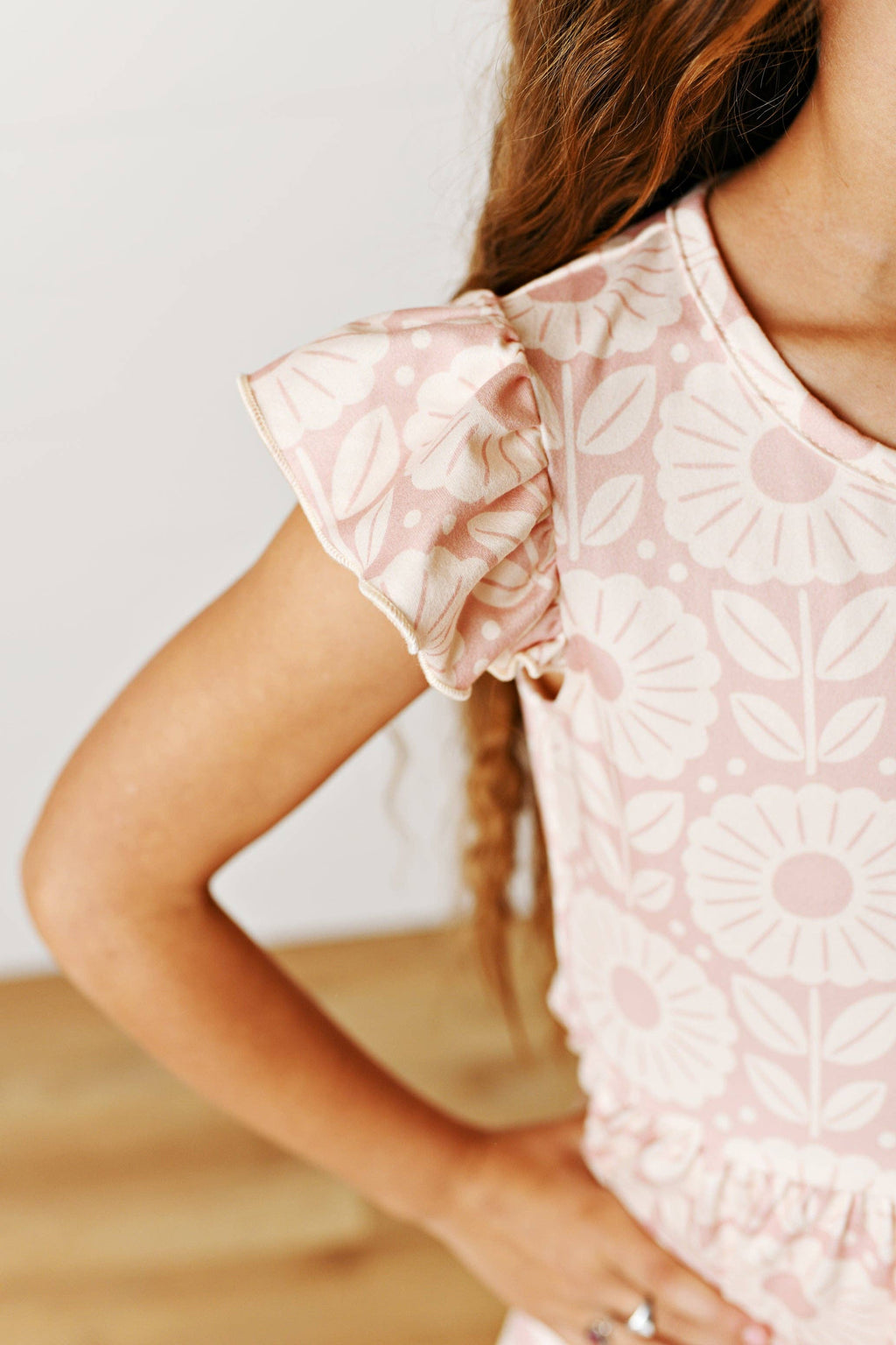 Kids Spring Summer Emma Blush Floral Flutter Dress