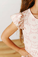 Kids Spring Summer Emma Blush Floral Flutter Dress