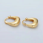 24K Gold Filled Dome Square Latch Hoop Earrings