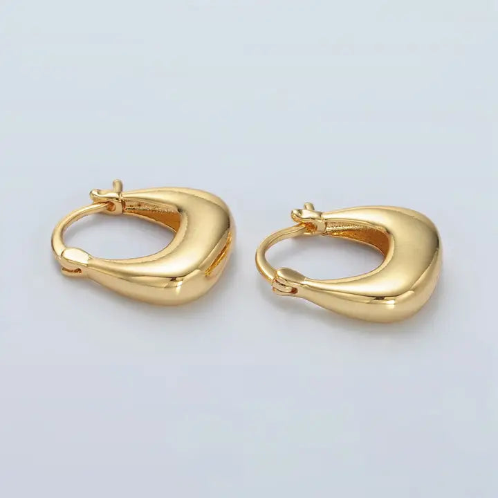 24K Gold Filled Dome Square Latch Hoop Earrings