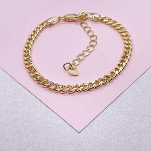 18k GF 4mm Cuban Link Chain Bracelet