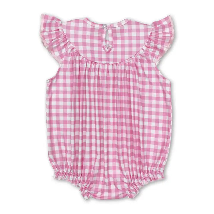 Pink Plaid Bunny Smocked Romper