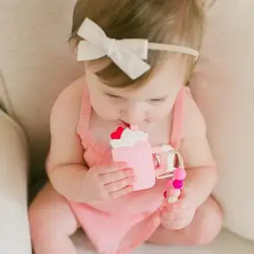 Milkshake Sensory Teether with Clip - Pink