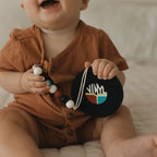 Vinyl Record  Silicone Baby Teether - Pink with Clip