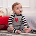 Baby Boy Valentine's "Love You" Cotton Romper