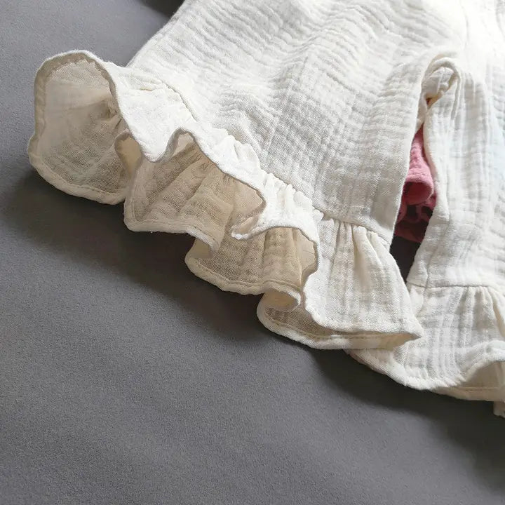 Toddler Girls Ruffle Gauze Pants - Beige
