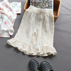 Toddler Girls Ruffle Gauze Pants - Beige