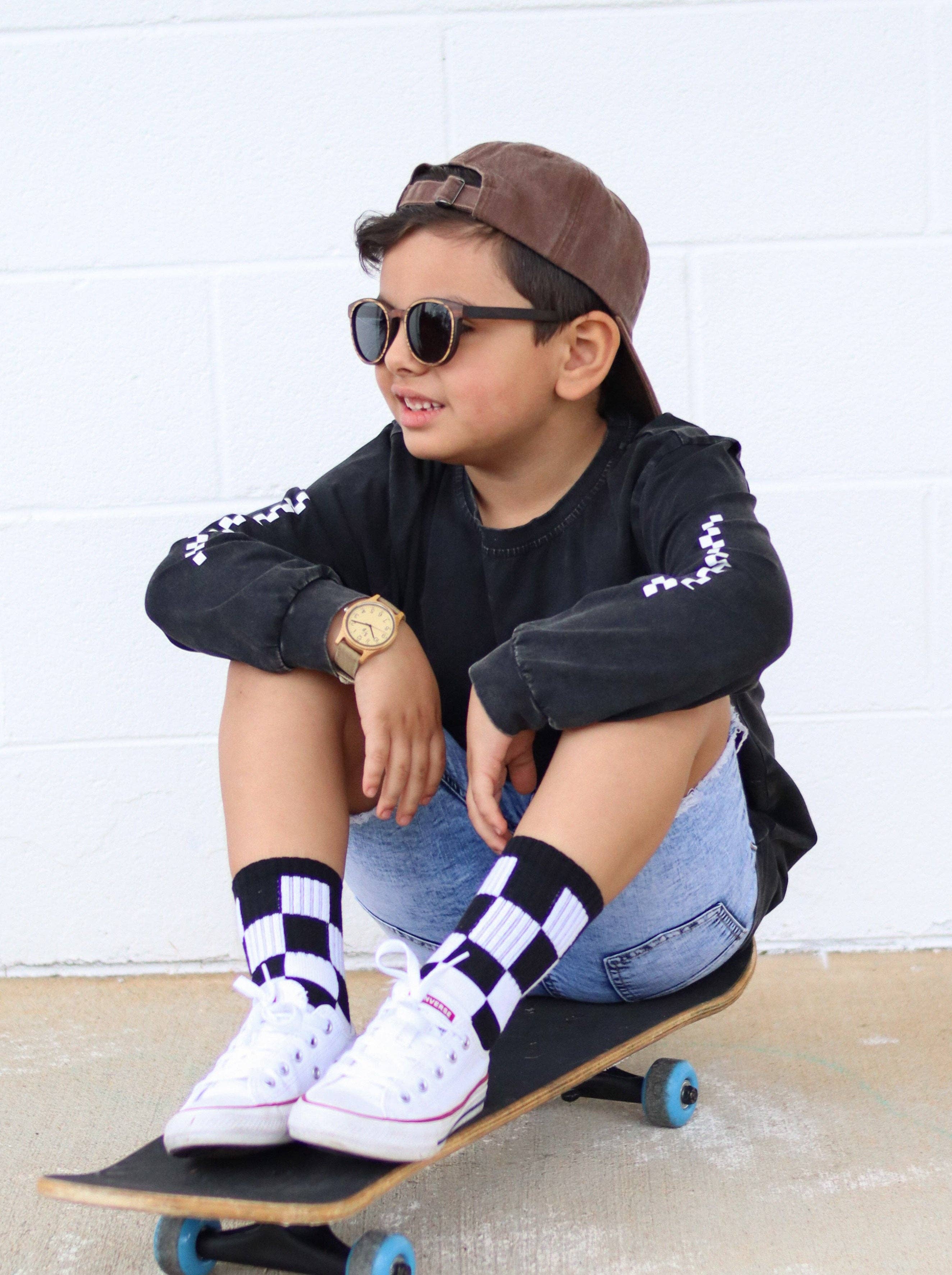 Black + White Checker Socks