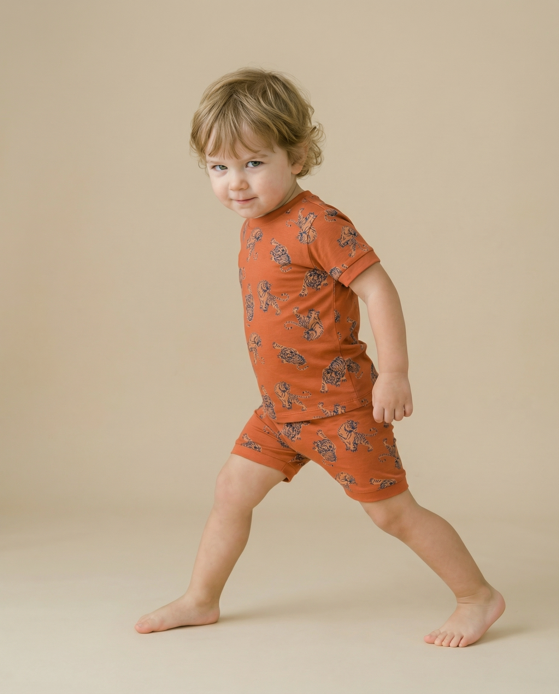 Wild Tiger Bamboo Boys Girls Infants Short Sleeve PJs