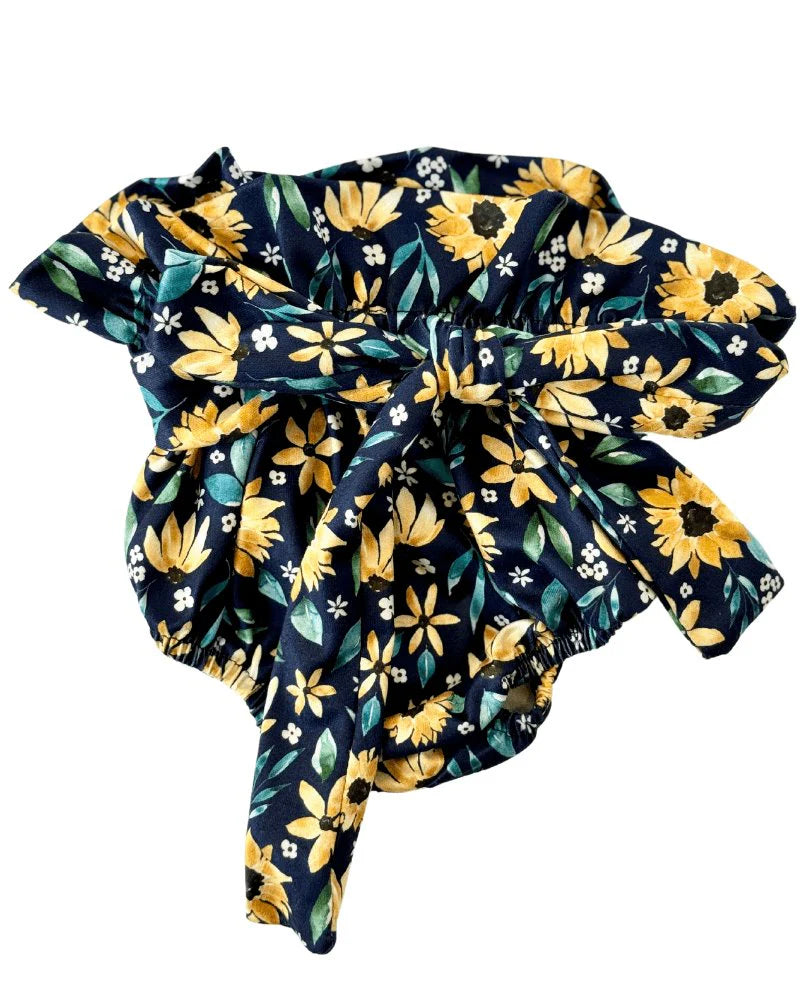 Brandi Bow Front High-Waist Bloomer - Navy Sunflower