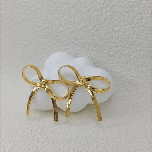 Gold Mini Ribbon Earring