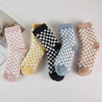 Plaid Pattern Fuzzy Sleep Socks