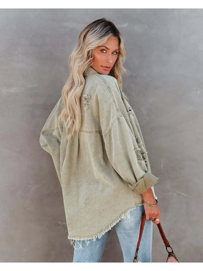 Distressed Sage Light Denim