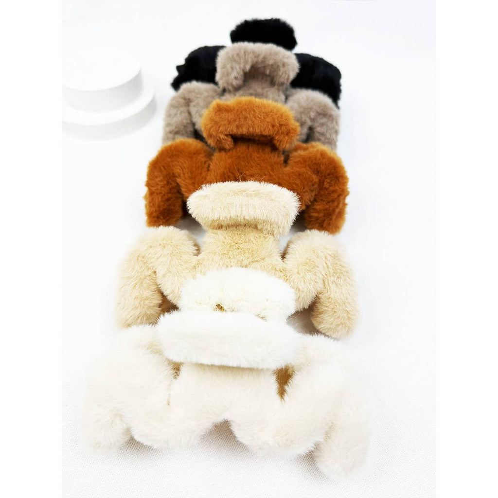 Jumbo Faux Fur Wavy Hair Claw Clips