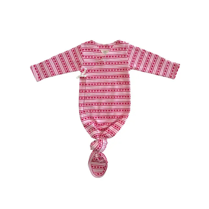 Valentine Stripe / Organic Kimono Knot Gown