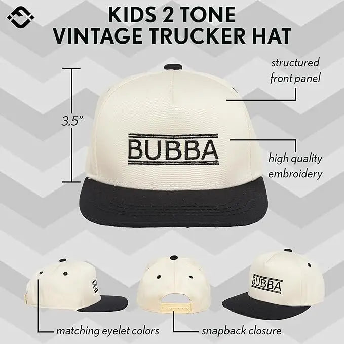 Kids/Baby Two Tone Vintage Cap - Bubba (Black/Beige)