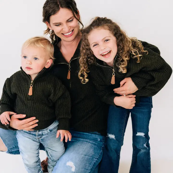 Dark Green 1/4 zip Sweater - Infant-Toddler