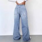 Women's Vintage Washed High Waist Wide Leg Denim Jeans