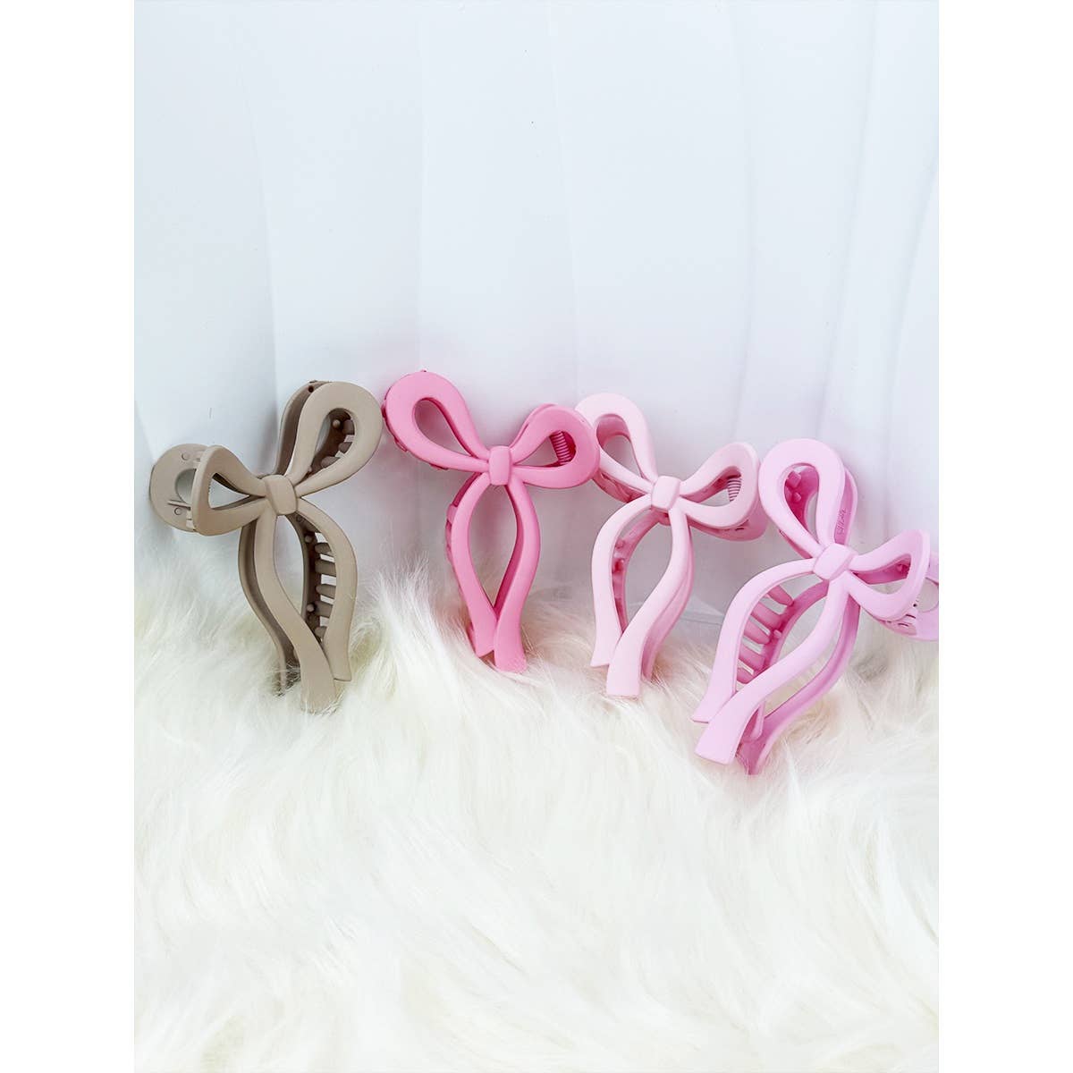 Assorted Pink and Taupe Shades of Bow Clip