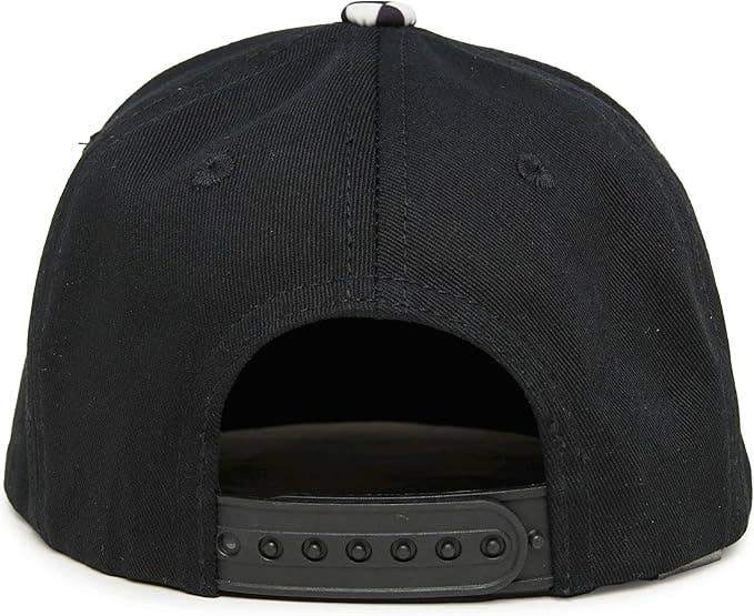 Flat Brim Trucker Hat - Checker Brim - Black