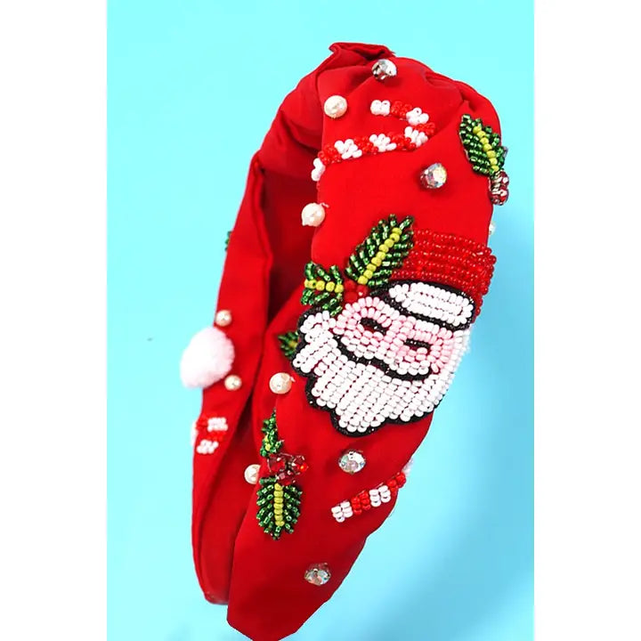 Santa Claus Christmas Holiday Seed Bead Headband