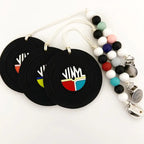 Vinyl Record  Silicone Baby Teether - Pink with Clip