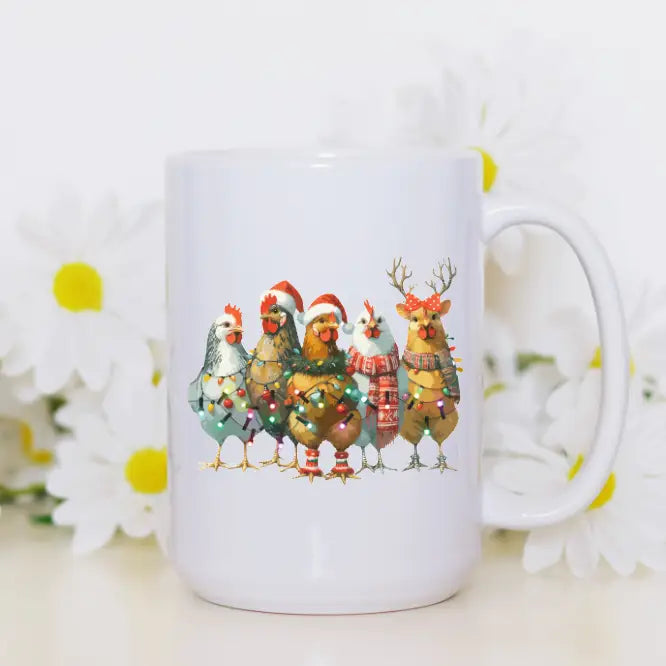 Christmas Chickens 15oz Coffee Mug