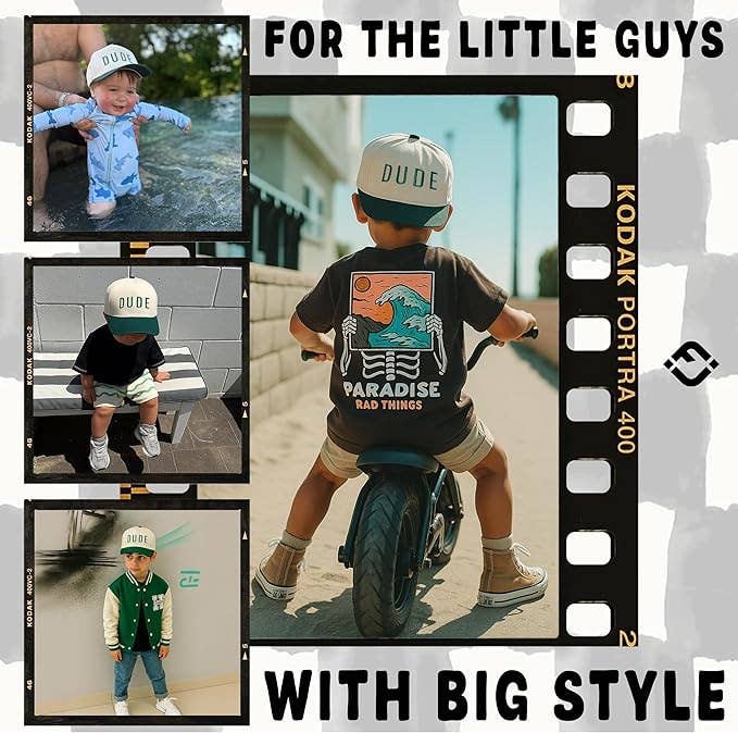 Kids/Baby Two Tone Vintage Cap - Dude (Green/Beige)