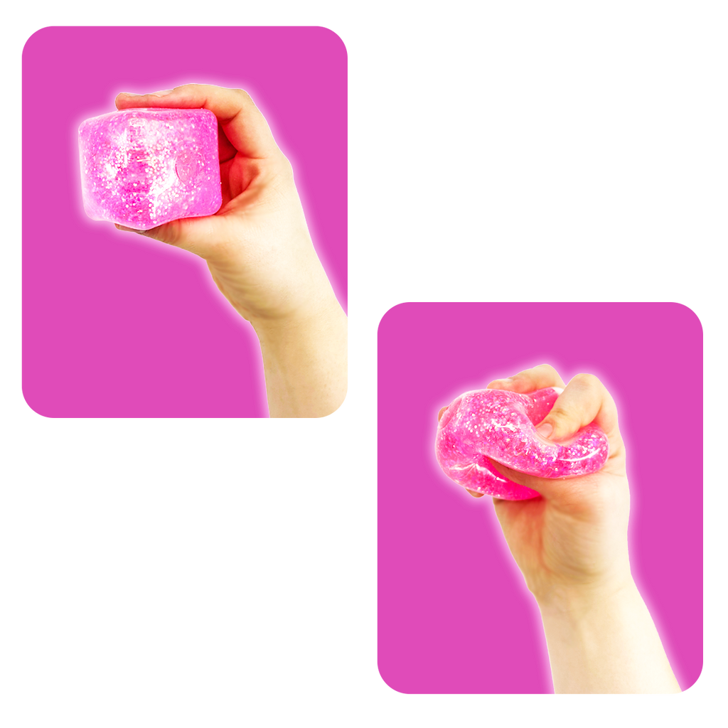 Squish & Squeeze Sparkle Cube Ball Fidget Toy