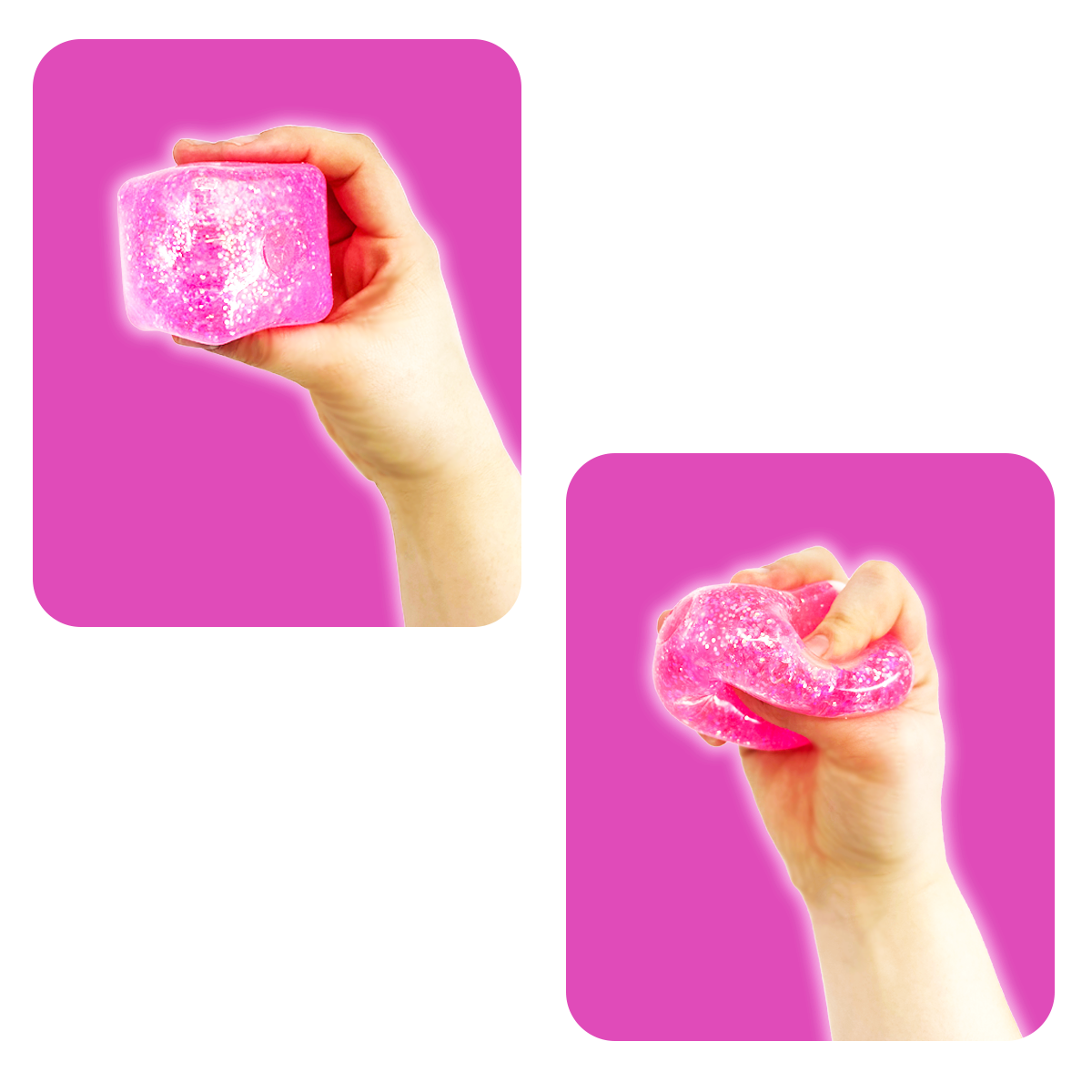 Squish & Squeeze Sparkle Cube Ball Fidget Toy