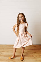 Kids Spring Summer Emma Blush Floral Flutter Dress
