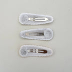(#11) Fabric Hair Clip Snap Barrettes (2) - Ivory Daisy