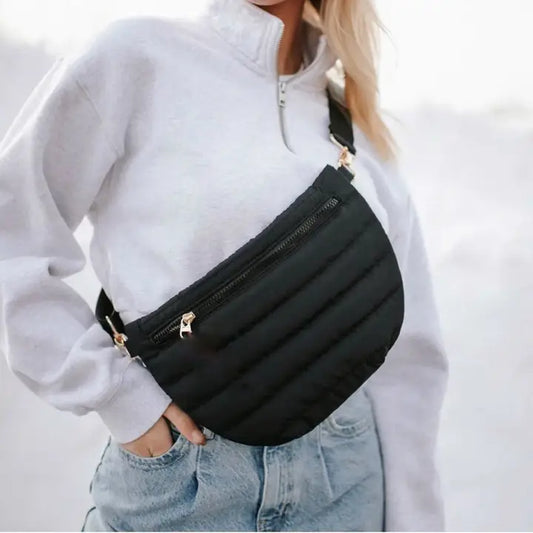 Puffer Messenger Crossbody Shoulder Bag - Black, Gray, or Teal