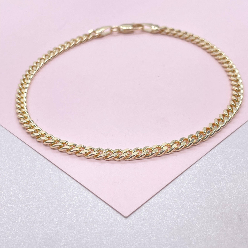 18k GF 4mm Miami Cuban Link Anklet