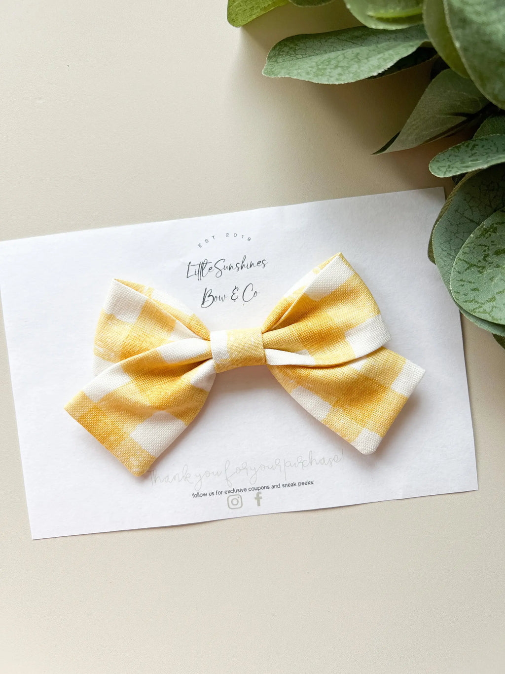 Yellow Gingham Pinwheel Bow