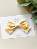 Yellow Gingham Pinwheel Bow