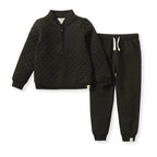 Quilted Organic Cotton Top & Pants Set - Shadow