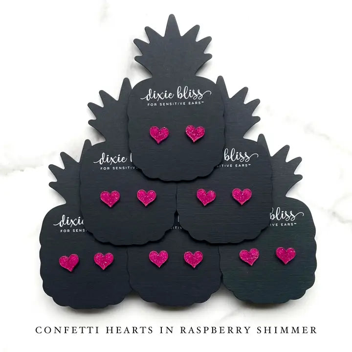 Micro Confetti Hearts in Red or Raspberry Glitter