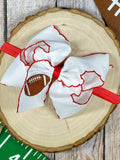 Football Embroidered Moonstitch Bow Headbands: Game Day